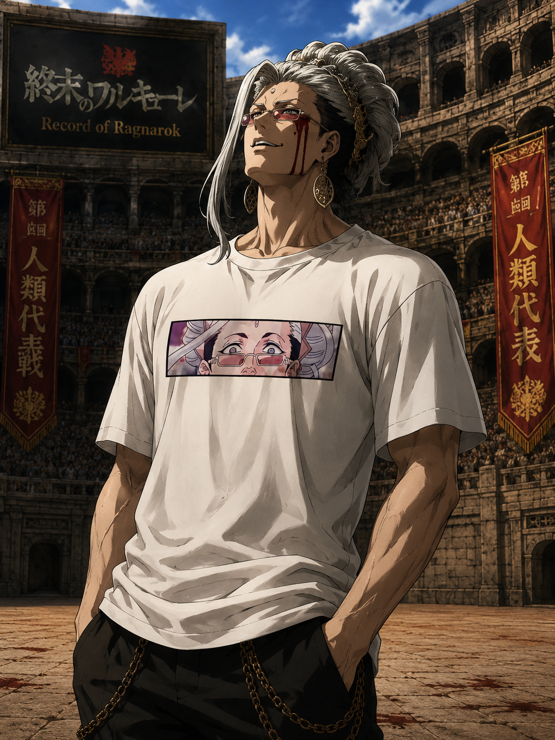 Oversized record of ragnarok Buddha T-shirt